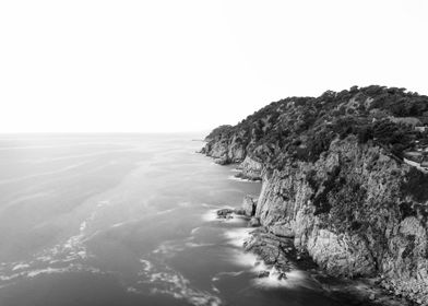 Cliffs sea black and white