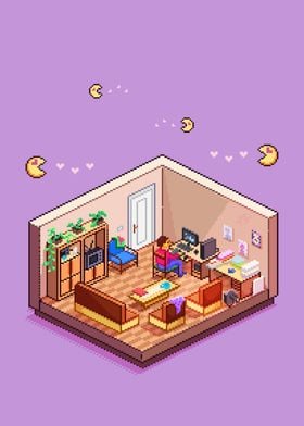 Isometric Pixel Art Room