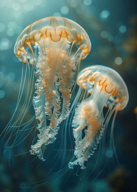 Mother And Baby Jellyfish