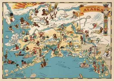 Alaska Vintage map