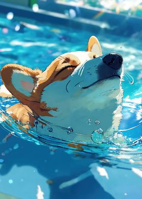 Corgi Dog Swimming