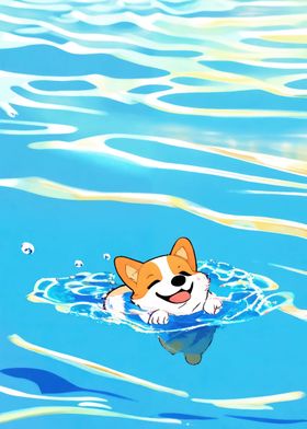 Corgi Dog Swimming