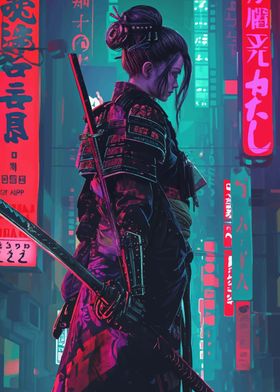 Geisha Cyberpunk Japan