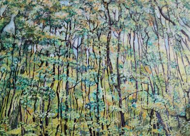 Green forest painting