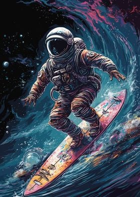 Surfing Astronaut Space