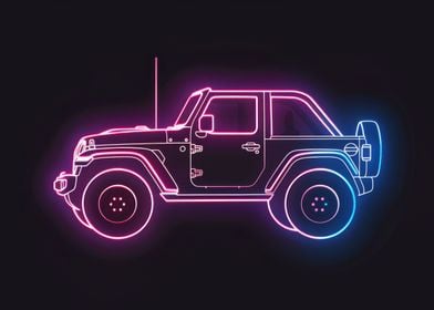 Neon Line Car 