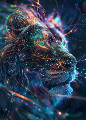 Glowing Lion In Nature