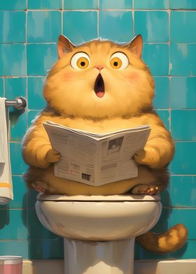 Chubby Cat Toilet Funny