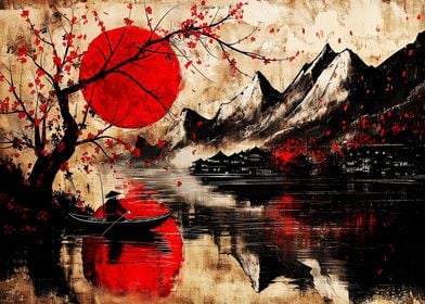 Asian oil painting scenery