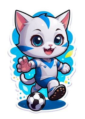 Blue Cat Playing Football