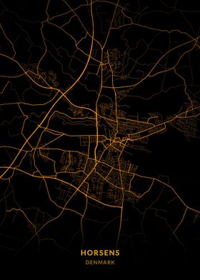 Horsens City Map Gold