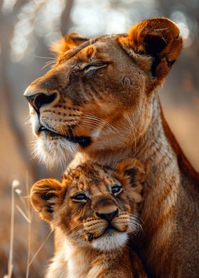 Lioness with cub