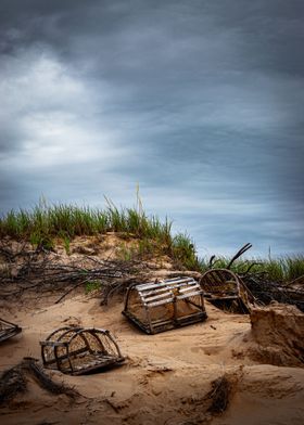 Abandoned lobster traps