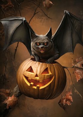 Halloween Pumpkin And Bat