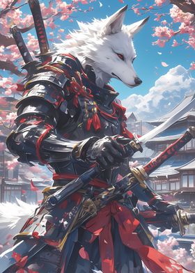 Wolf Samurai under Sakura 