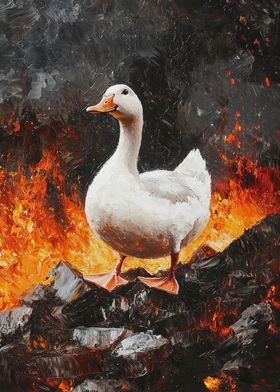 White Duck in Lava