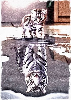 tiger shadow cute cat draw