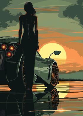 Pagani Huayra car and girl