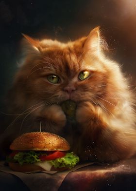 Funny Fat Cat Hamburger