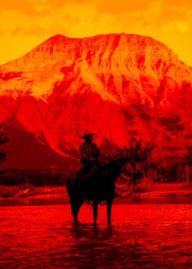 Red sunset cowboy