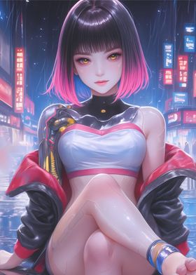 Rainy Cyberpunk Girl