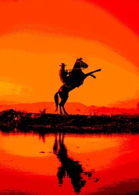 Red sunset cowboy