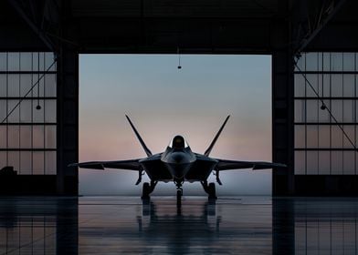 F22 Raptor in the Hangar