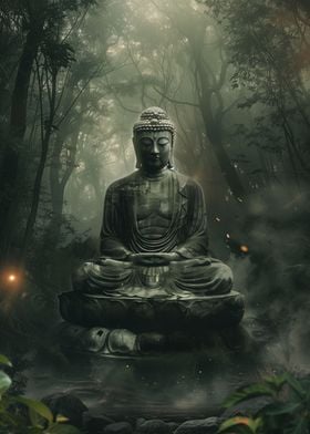 Buddha Statue in a Forest