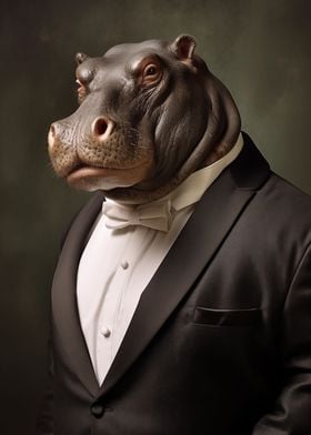 Hippo in a Tuxedo