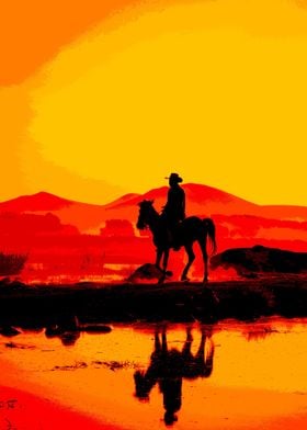 Red sunset cowboy