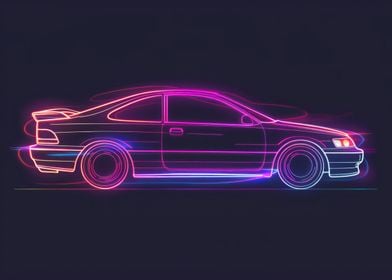 Neon Line Car