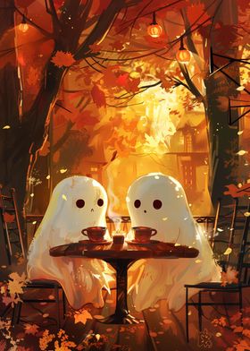 Ghosts drinking coffee