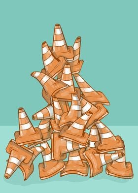 Pyramid of road cones