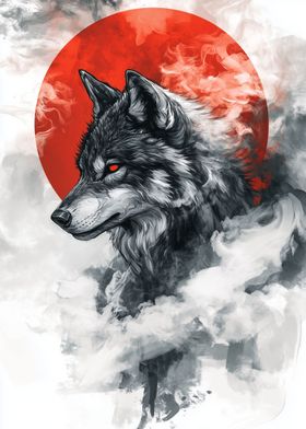 Tattooed wolf portrait