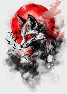 japanase kitsune fox art