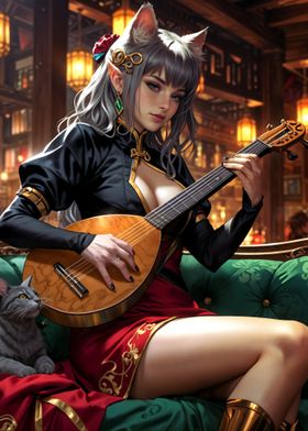 anime girl with guitar