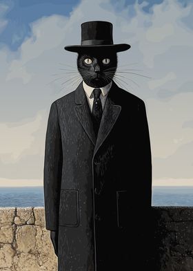 Black Cat with Hat Poster