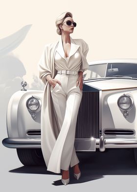 Elegant woman Classic car