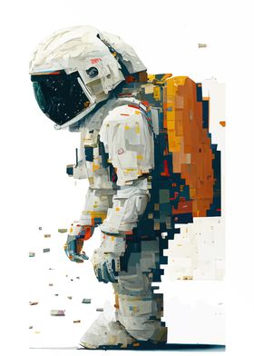 astronaut pixel draw art