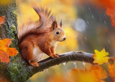 Cute squirrel fall season