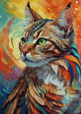 Vibrant Feathered Feline