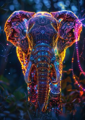 Glowing Elephant In Nature