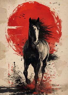 horse moon red japan