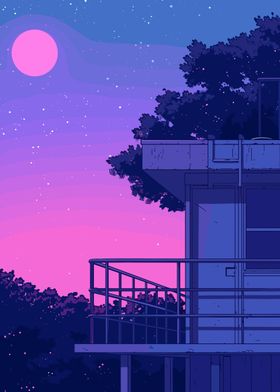 Night Lofi Pink Retro