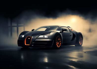 Bugatti Veyron in the fog