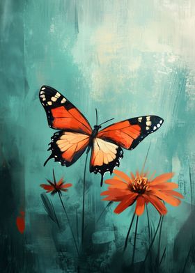 floral butterfly painting