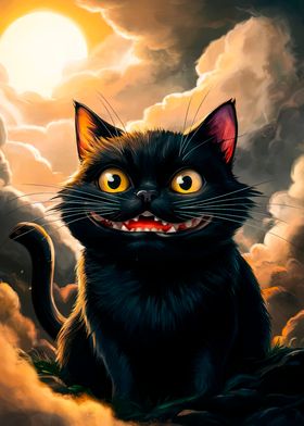 Grinning Black Cat