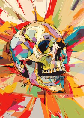 Pop Art Skull Cubism Style