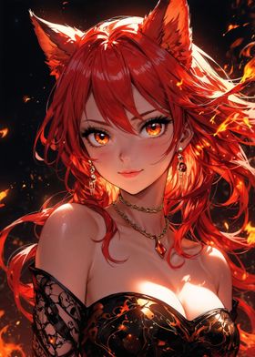 Sexy anime fire Kitsune