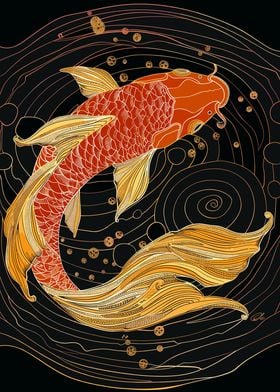 Beautiful Red and Gold Koi